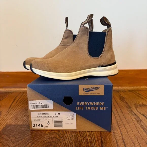 Blundstone 2146 Sneaker Chelsea Ankle Boots AU 6, US W 9 / M 7 Suede Sand Beige - Picture 5 of 15